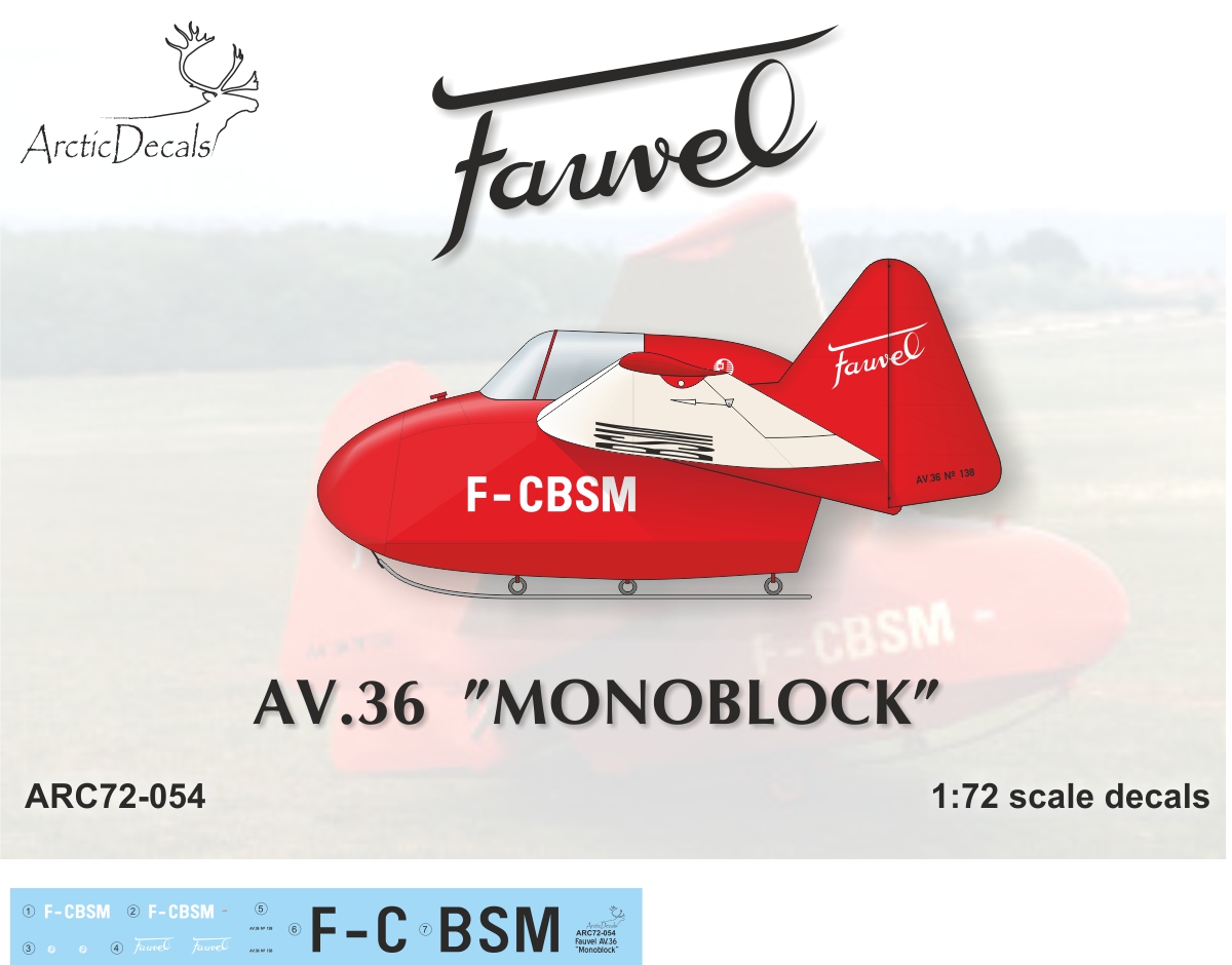 ARC72-054 Fauvel AV.36 Monoblock F-CBSM | arcticdecals